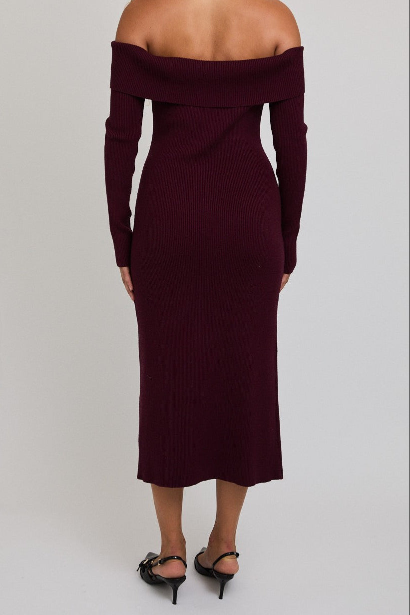 Maroon Midi Dress