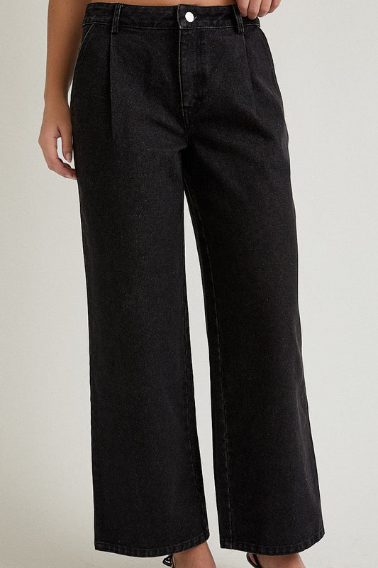 Mid Rise Black Denim Pants