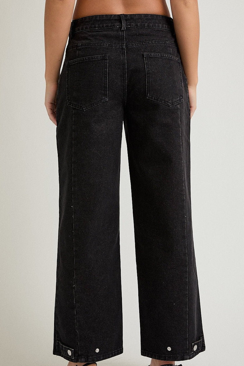 Mid Rise Black Denim Pants