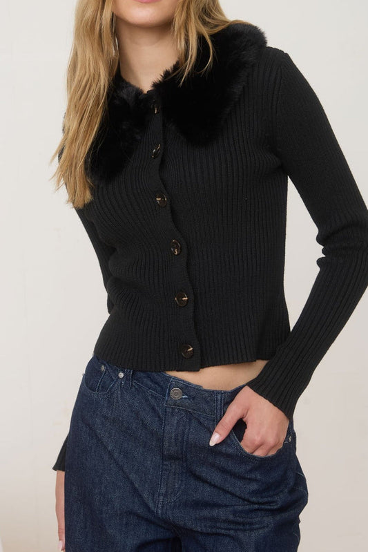 Black Faux Fur Sweater
