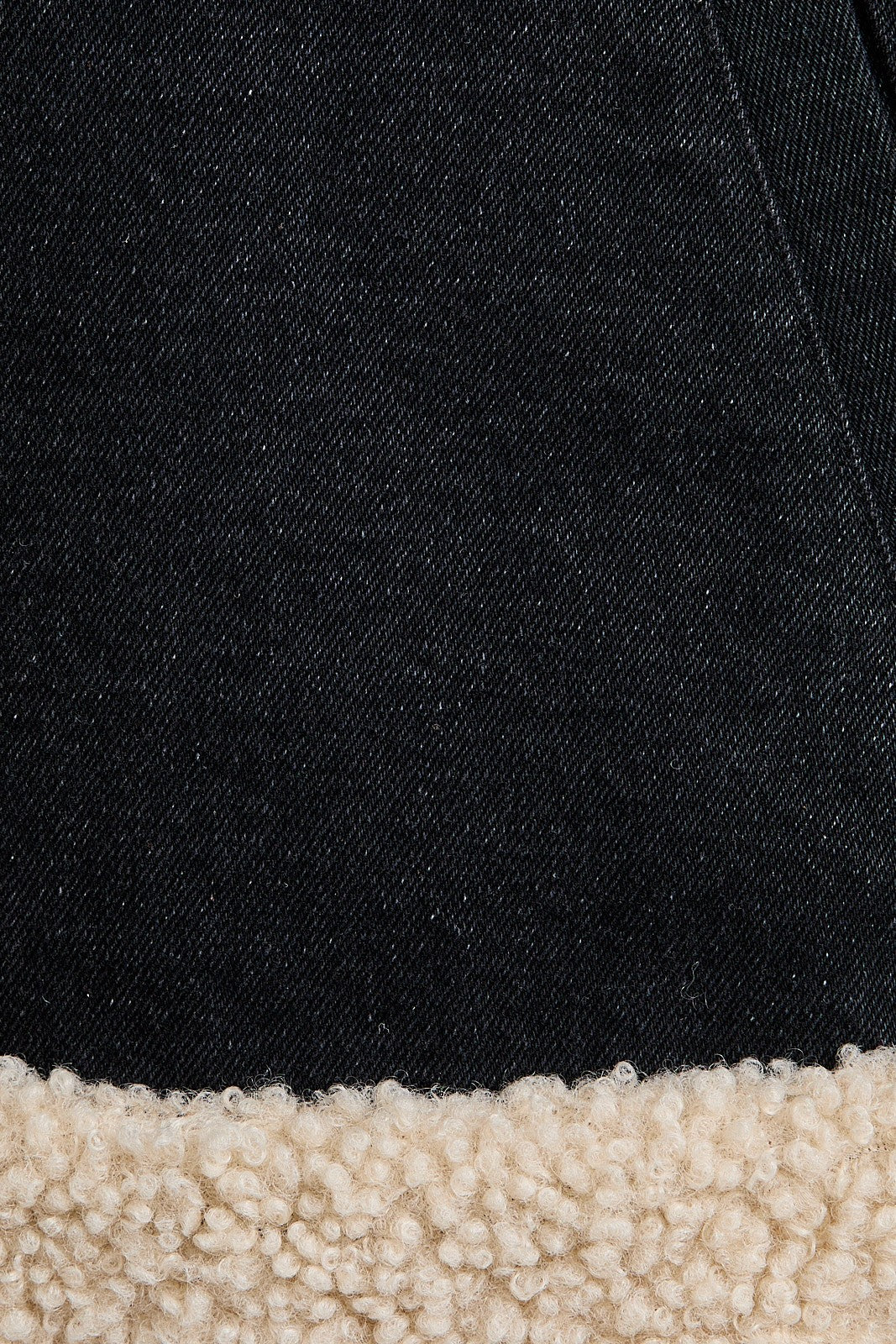 Fur Detailed Washed Black Denim Jacket