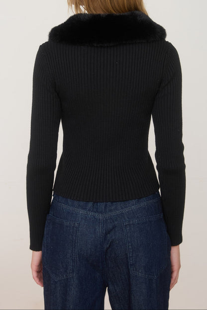 Black Faux Fur Sweater