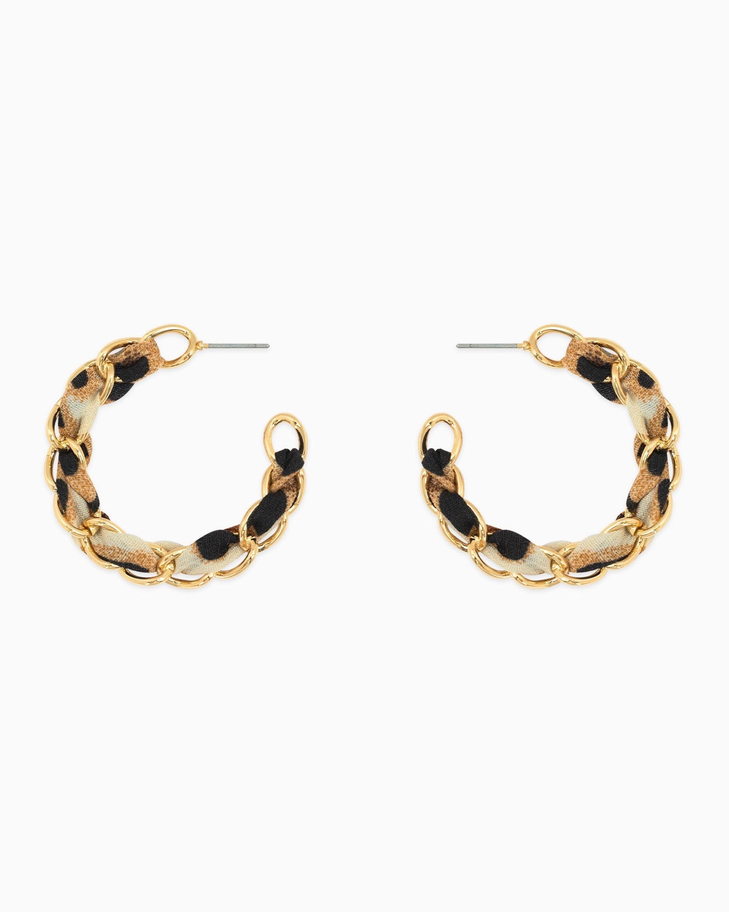 Leopard Scarf Chain Hoop Earrings