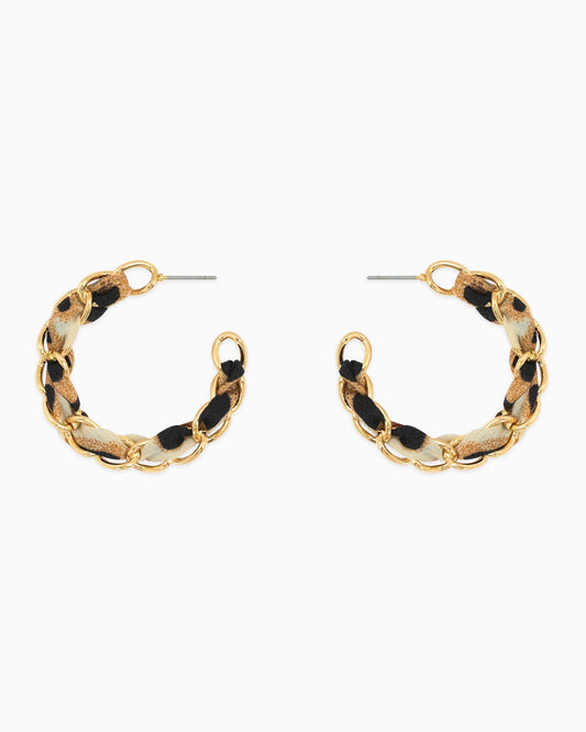 Leopard Scarf Chain Hoop Earrings
