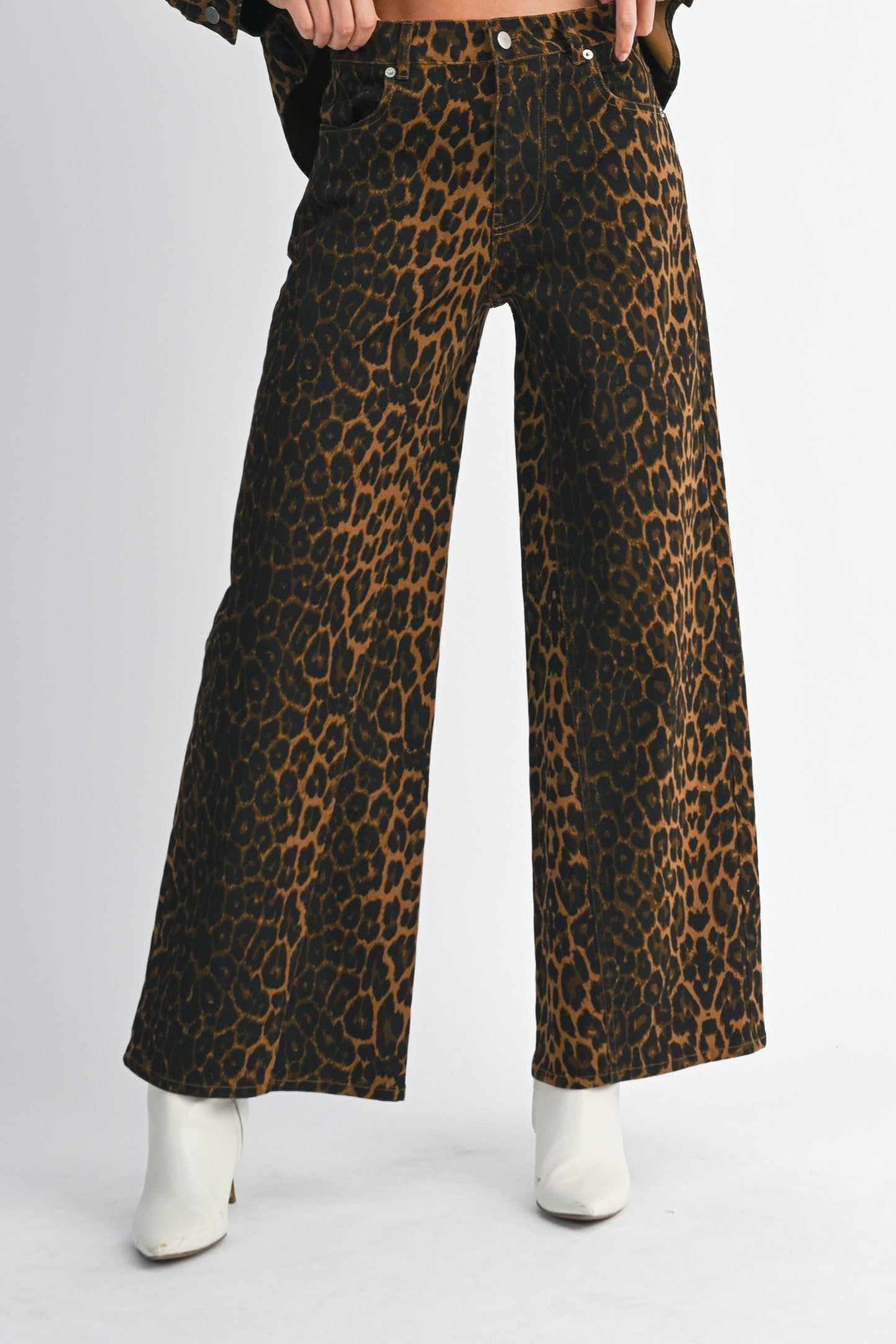 Leopard Wide Leg Jeans