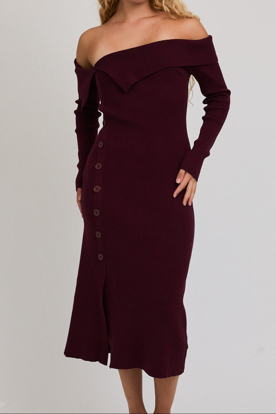 Maroon Midi Dress