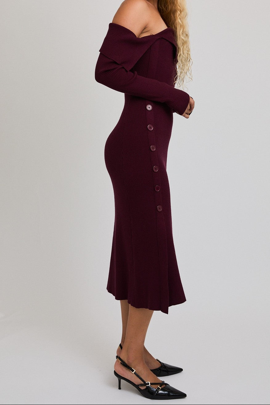 Maroon Midi Dress
