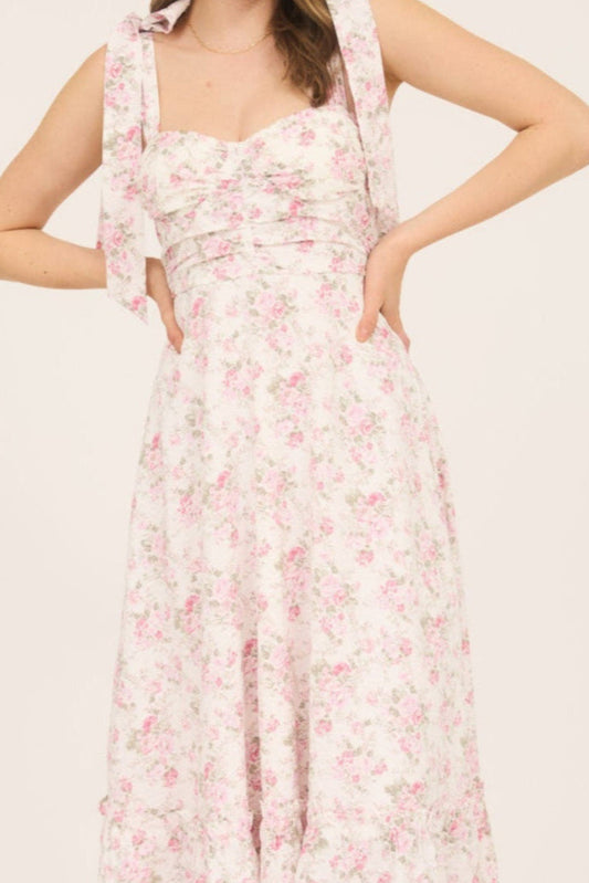Garden Floral Tie Strap Maxi Dress