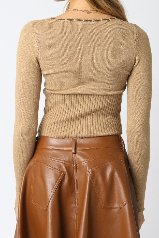 Taupe Ribbon Knit Sweater